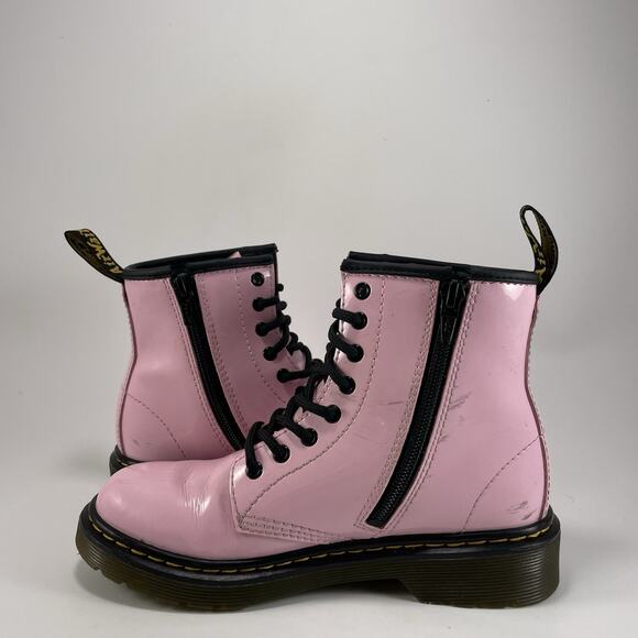 Dr. Martens Doc 1460 J Combat Boots Kids Youth Toddler Size 2 Pink Patent - Picture 11 of 11